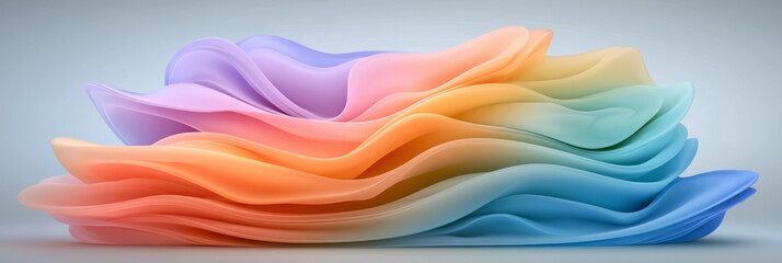 Fototapete - An abstract wave illustration featuring vibrant colors and gradient vibrancy, creating a sense of motion and fluidity on a clean canvas,
