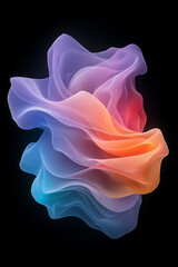 Aufkleber - A captivating abstract wave design with bright, colorful gradients seamlessly blending into each other, set against a dark background,