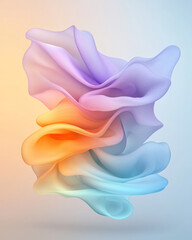 Poster - A serene abstract composition of smooth, colorful waves with gradient vibrancy, creating a peaceful and harmonious visual effect,