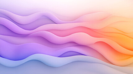 Aufkleber - A serene abstract wavy background with soft purple and orange gradients, evoking a sense of calm and tranquility,