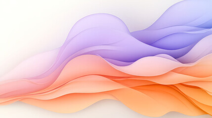 Fototapete - A serene abstract wavy background with gentle purple and orange gradient flows, perfect for creating a soothing and peaceful ambiance,