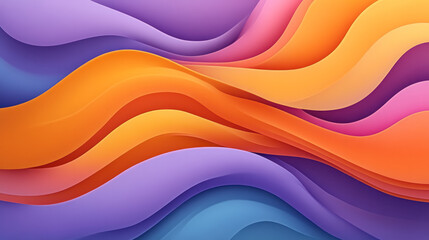 Poster - A bold abstract wavy pattern with sharp transitions between purple and orange gradients, creating a striking and modern visual impact,