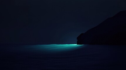 Wall Mural - a dark ocean with a bright blue water line