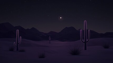 Wall Mural - a desert scene with a cactus and mountains in the background
