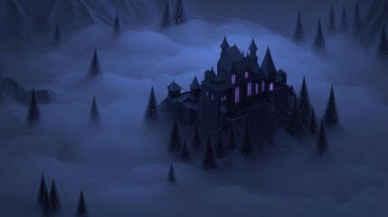Wall Mural - a castle is shown in the middle of a snowy landscape