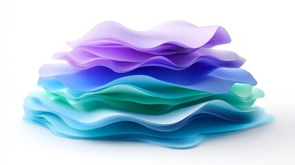 Leinwandbilder - A stacked area graph with soft gradient colors in blue, purple, and green tones, creating a smooth, layered effect against a white background