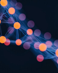 Poster - a vibrant digital network visualization with nodes and connections representing system integration,