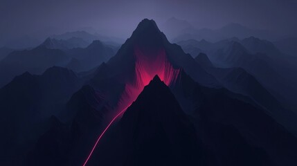 Wall Mural - a mountain range with a red lava flow