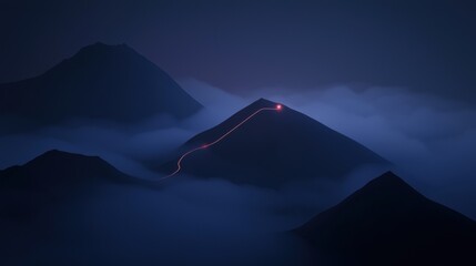 Wall Mural - a mountain range with a red line on it
