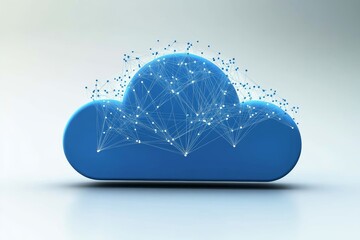 Poster - Digital clouds with data points and network connections.
