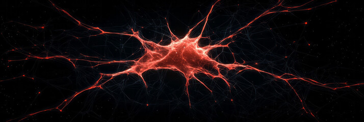 Poster - A dynamic network pattern with intersecting lines and luminous points forming an intricate web of connections,