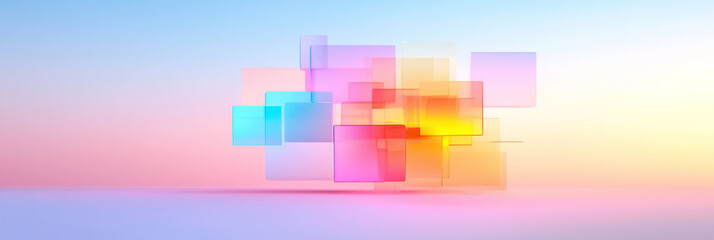 Poster - An abstract digital composition showing a fragmented network, with disjointed yet interconnected glowing segments,