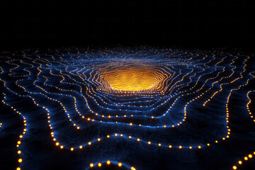 Poster - A minimalist design featuring fine, detailed network lines forming a honeycomb structure with glowing edges,