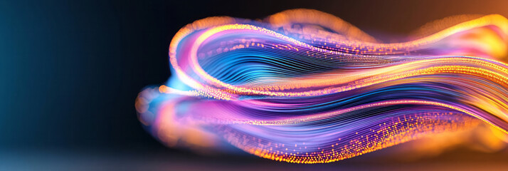 Poster - A 3D abstract sphere composed of interlinked nodes and flowing patterns, glowing softly on a neutral background,