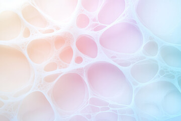 Poster - An elegant abstract glass web with fine, intricate patterns and soft pastel hues, floating gracefully in a serene environment,