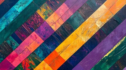 Poster - A vibrant abstract composition of colorful diagonal lines crossing each other on a dark background, creating a striking visual contrast and energy