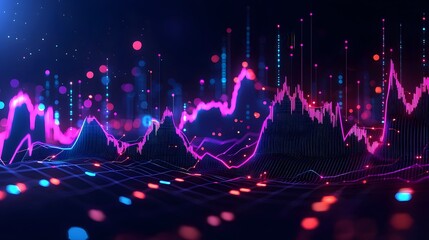 Poster - Vibrant and dynamic financial graph background with overlapping data trends glowing elements and a futuristic technology driven aesthetic  Suitable for presentations reports