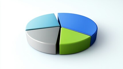 Poster - A vibrant pie chart with sections in various shades of blue, green, and gray, displayed on a bright white background for a crisp, clean financial look