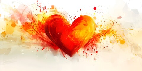 Wall Mural - abstract red heart symbol with brush strokes, isolated on a white background.