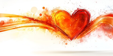 Wall Mural - abstract red heart symbol with brush strokes, isolated on a white background.