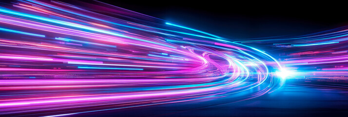 Leinwandbilder - Abstract Neon Lightscape: Swirling Pink and Blue Energy