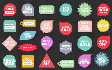 Poster - sunburst price sticker label badges collection sticker sale offer discount text tag shopping badge promotion marketing
