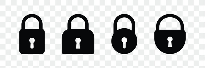 Poster - Lock or closed padlock icons set designed in filled, outline, line and stroke style