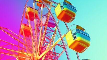 A vibrant carnival ride gradient background.featuring bright and bold colors.highlighting excitement and fun.Ideal for amusement park promotions, festive events, and lively designs