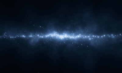 dark space with galaxy and light-blue stars
