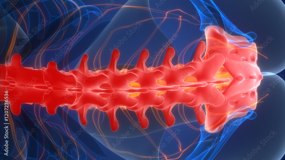 Spinal Cord Vertebral Column of Human Skeleton System Anatomy Stock ...