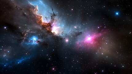 Poster - Captivating cosmic scenery featuring a breathtaking display of vivid galaxies sparkling stars and mesmerizing swirls of cosmic energy in a vibrant palette of pinks purples and blues