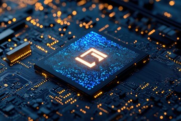 Poster - Futuristic Technology Chip Digital Data Innovation Circuit Board