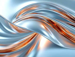 Poster - Abstract Background with Luxurious Silver and Gold Waves, Flowing Satin Texture, and Elegant Curves 