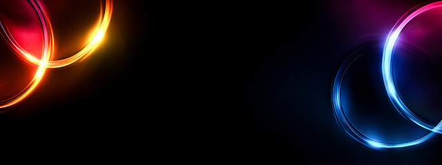 Wall Mural - A black background with two glowing circles