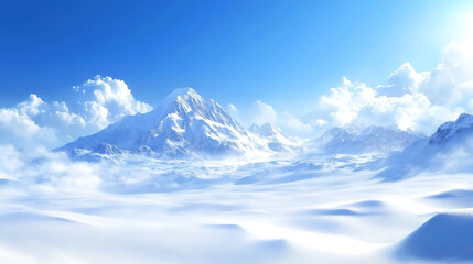 Wall Mural - beautiful snow-covered plateau with clear blue skies and a sense of solitude