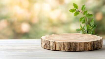Aufkleber - Detailed Side View of a Rustic Wooden Plate Used as a Background Enhanced by a Warm Bokeh Glow Perfect for Creating a Cozy and Natural Setting