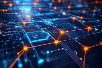 Poster - Futuristic Digital Network Technology Abstract Background