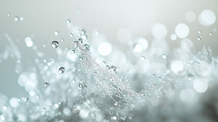 Macro shot of morning dew on a spider web. 