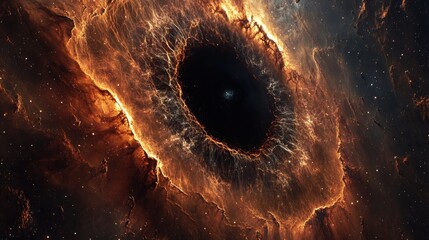 Wall Mural - Stunning Cosmic Nebula with Bright Orange and Black Background