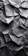 Poster - Abstract Black Crumpled Paper Texture Background Dramatic Monochrome Design