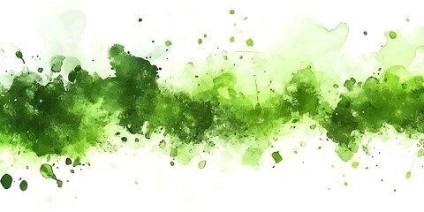 Wall Mural - watercolor green brush stroke vector background, watercolor splashes design template isolated on whi