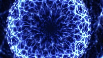 Poster - Abstract digital fractal pattern with blue light structure in dark background, futuristic design concept