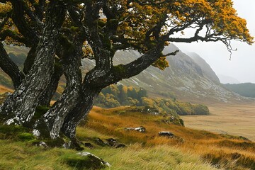 Canvas Print - Nature harmony in an autumn landscape with trees