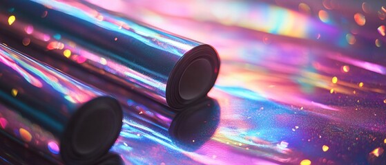 Poster - Iridescent Holographic Foil Rolls Sparkle Shimmer Glimmer Abstract Background