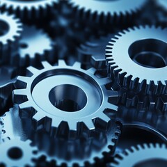Poster - Metal Gears Interlocked in a Complex Arrangement Showcasing Precision Engineering and Innovation in a Mechanical Setting