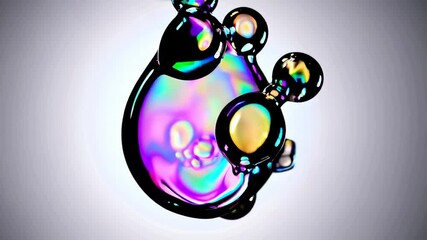 Aufkleber - Abstract colorful soap bubbles with iridescent sheen on gray background, surreal art concept