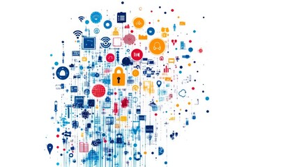 Poster - Dynamic abstract design showcasing technology and data connections in vibrant colors