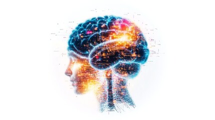 Poster - innovative visualization of artificial intelligence and human cognition in vibrant colors