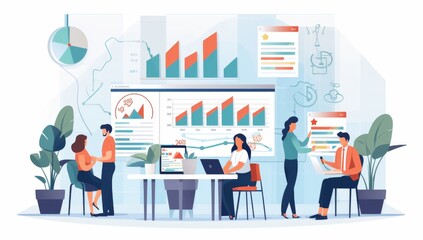 Poster - Teamwork and Data Analysis in Modern Office Setting