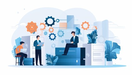Aufkleber - Teamwork and Collaboration in a Tech Startup Setting